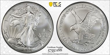 2025-(P) $1 Silver Eagle with Eagle Privy Struck at Philadelphia MS69