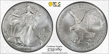 2025-(P) $1 Silver Eagle with Eagle Privy Struck at Philadelphia MS69