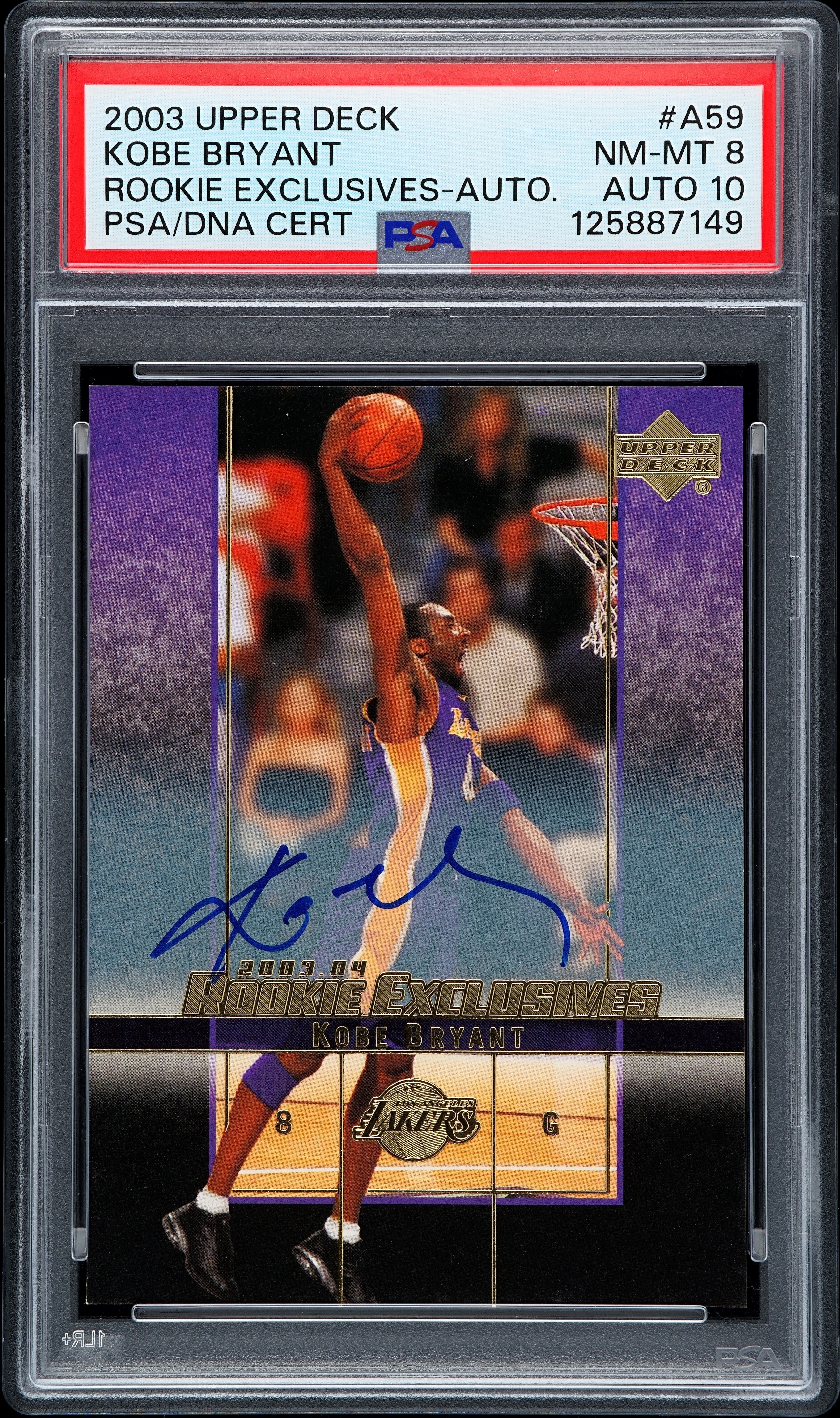 2003-04 Upper Deck Rookie Exclusives - Kobe Bryant #A59 Autographs