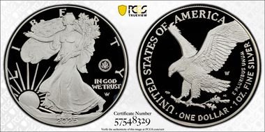 2025-W $1 Silver Eagle w/ U.S. Army Privy 250th Anniversary First Strike PR70DCAM