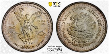 1991-Mo 1/4 oz Libertad Ag MS67