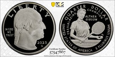 2025-S 25C Althea Gibson Silver PR70DCAM