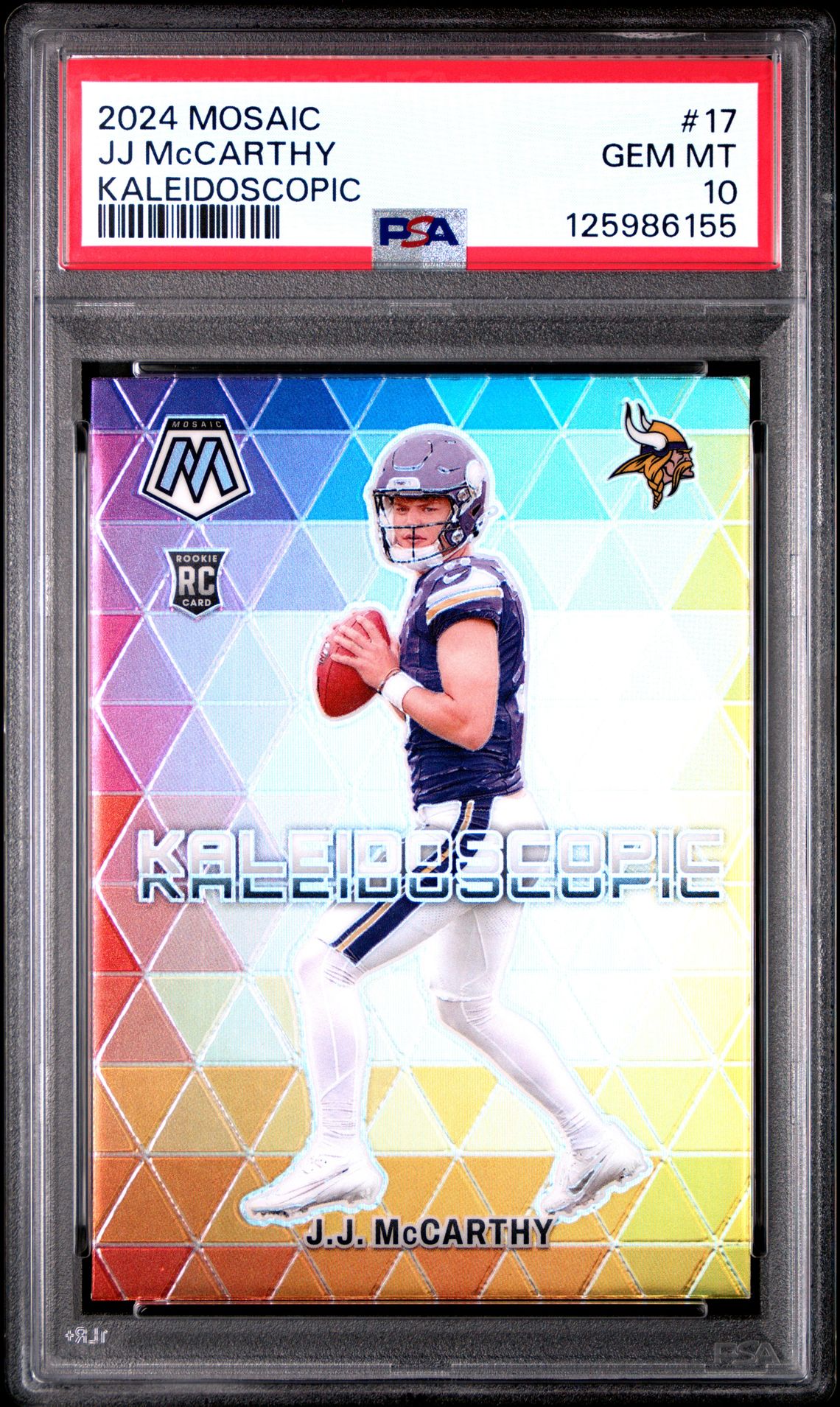 2024 Panini Mosaic Kaleidoscopic Jj Mccarthy #17 Gem Mt 10 front view - PSA graded GEM MT 10