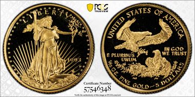 1993-P $5 Gold Eagle PR69DCAM