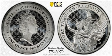 2021 £1 The Queen's Virtues Victory 1oz Ag MS70