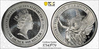 2021 £1 The Queen's Virtues Victory 1oz Ag MS69