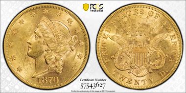 1870 $20 AU58