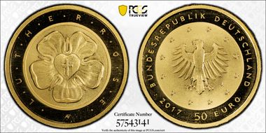 2017-A € 50 Lutherrose KM-364 PR69CAM