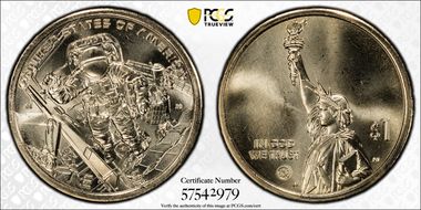 2025-P $1 American Innovation TX Mission Control Center Pos. A First Strike MS64