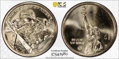 2025-P $1 American Innovation TX Mission Control Center Pos. B First Strike MS66