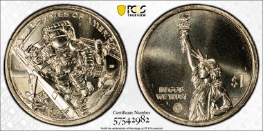 2025-D $1 American Innovation TX Mission Control Center Pos. A First Strike MS66