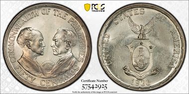 1936-M 50C Commonwealth KM-176 MS64