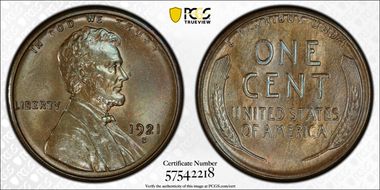 1921-S 1C MS65+ BN