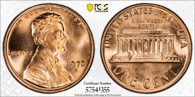 1970-S 1C Large Date MS67+ RD