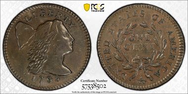 1795 1C S-75, Lettered Edge AU55BN
