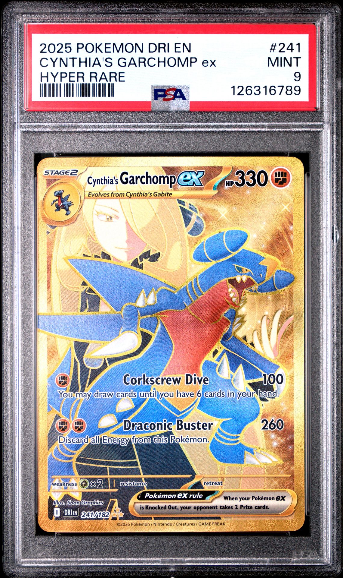 2025 Pokemon POKEMON DRI EN-DESTINED RIVALS HYPER RARE #241 Cynthia's Garchomp EX front