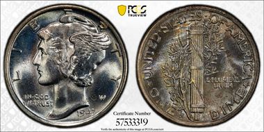 1943-S 10C MS67+ FB