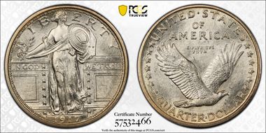 1917-D 25C Type 1 DDR FS-801 MS64FH