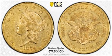 1864 $20 XF45