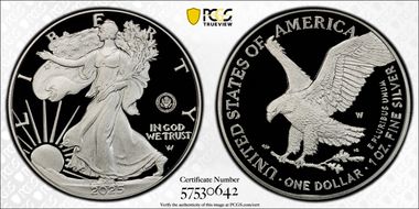 2025-W $1 Silver Eagle w/ U.S. Army Privy 250th Anniversary First Strike PR70DCAM