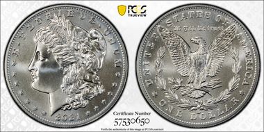 2021-CC Privy $1 Morgan Dollar 100th Anniversary MS70