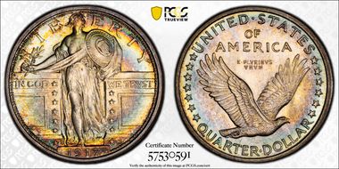 1917-S 25C Type 1 MS67+ FH