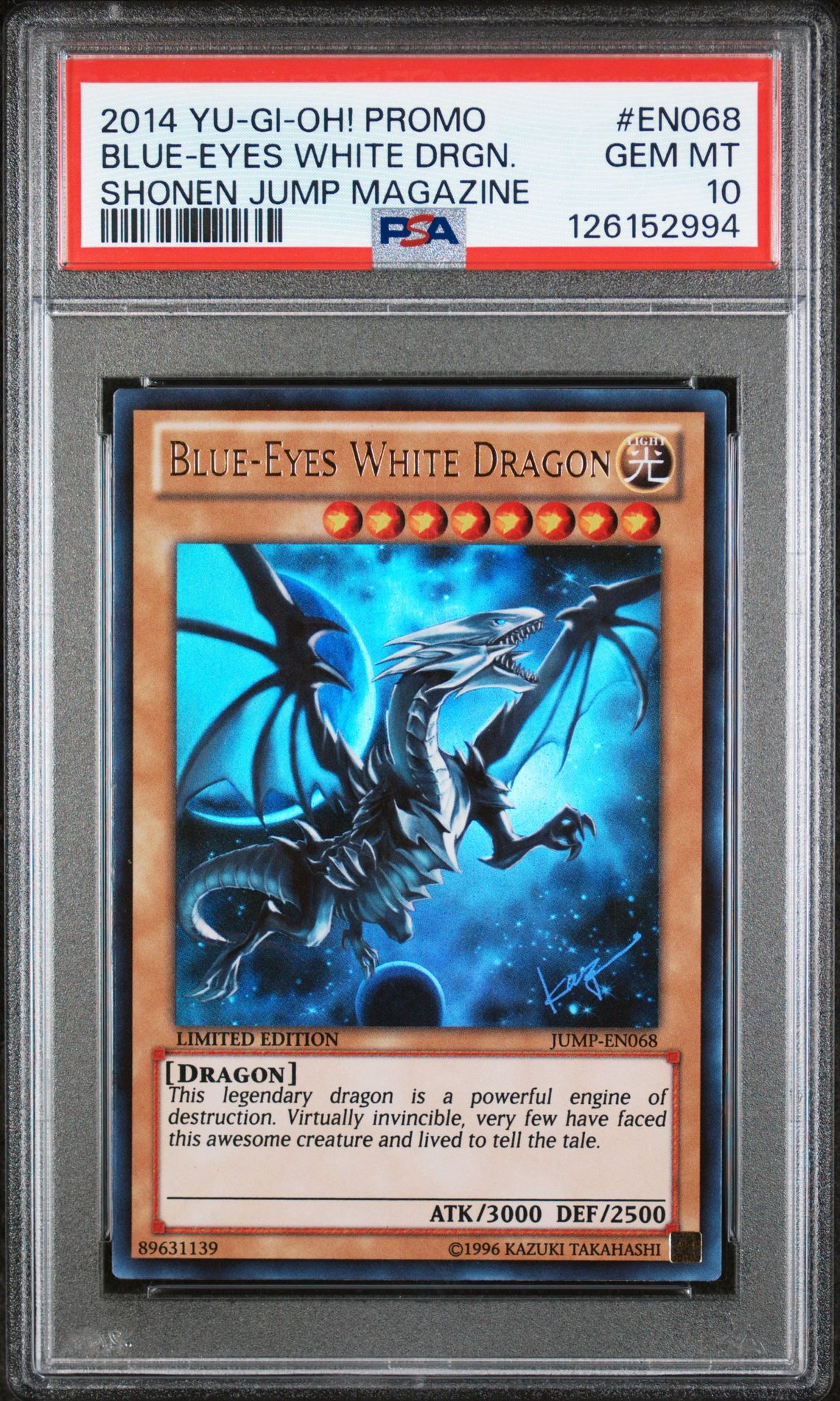 2014 Yu-Gi-Oh! YU-GI-OH! PROMO SHONEN JUMP MAGAZINE #EN068 Blue-Eyes White Drgn. front