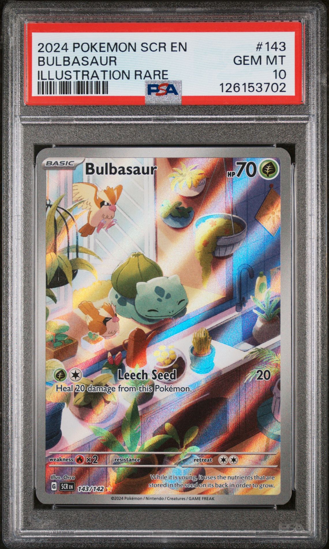 2024 Pokemon Scr En-Stellar Crown Bulbasaur #143 (Illustration Rare) Gem Mt 10 front
