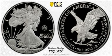 2025-W $1 Silver Eagle w/ U.S. Army Privy 250th Anniversary First Strike PR70DCAM