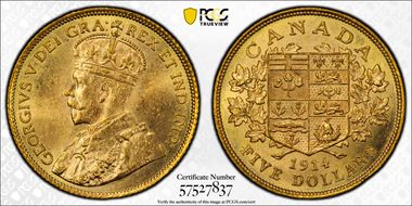 1914 $5 MS64+
