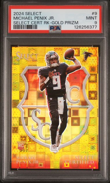 2024 Panini Select SELECT CERT RK-GOLD PRIZM #9 Michael Penix front