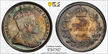 1909 5C Round Leaves Bow Tie MS66