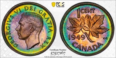 1949 1C A to Denticle MS65RB