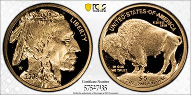 2008-W $5 American Buffalo .9999 Fine Gold PR70DCAM