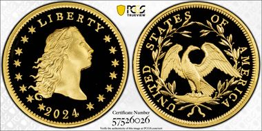 2024 $1 Flowing Hair High Relief Au 230th Anniversary PR70DCAM