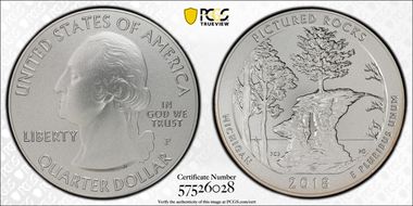 2018-P 25C Pictured Rocks NP 5 oz Silver SP70