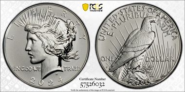 2024-S $1 Peace Dollar Rev PR Two-Coin Reverse Proof Set PR70