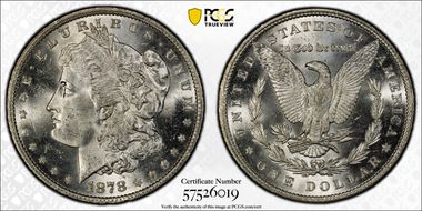 1878 7TF $1 Reverse of 1879 MS63