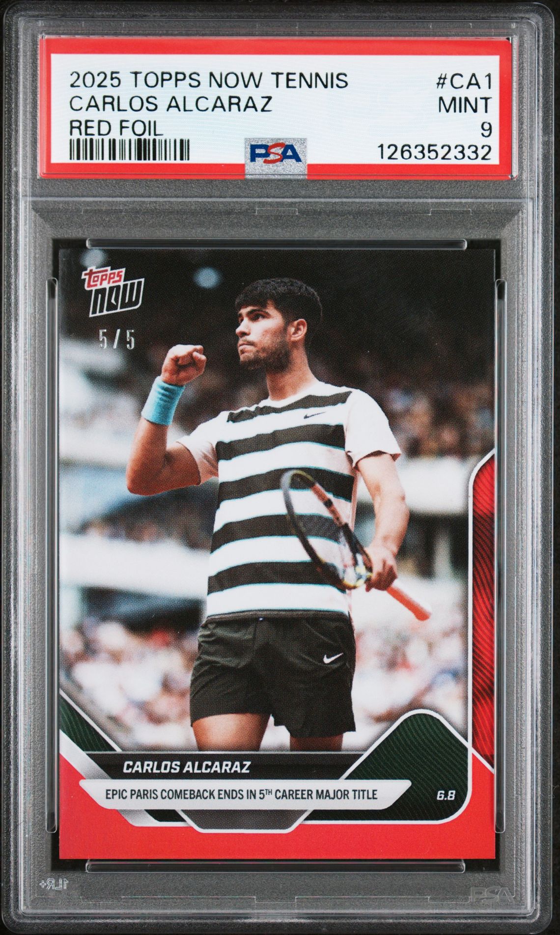 2025 Topps TOPPS NOW TENNIS RED FOIL #CA1 Carlos Alcaraz front
