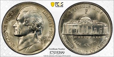 1942-P/P 5C Silver, RPM, FS-501 MS67