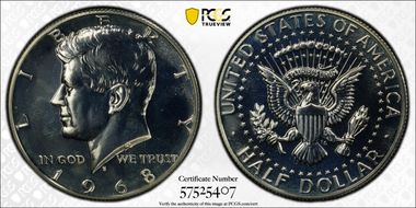 1968-S 50C Inverted Mintmark, FS-511 PR68