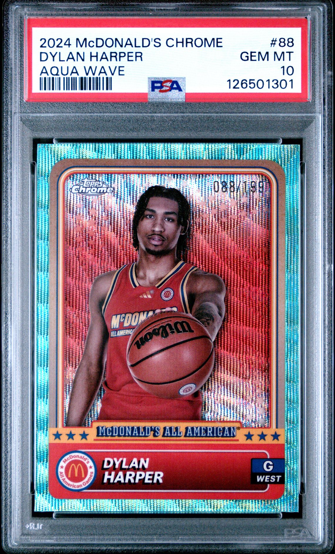 2024 Topps Chrome Mcdonald's All American Dylan Harper #88 (Aqua Wave) Gem Mt 10 front
