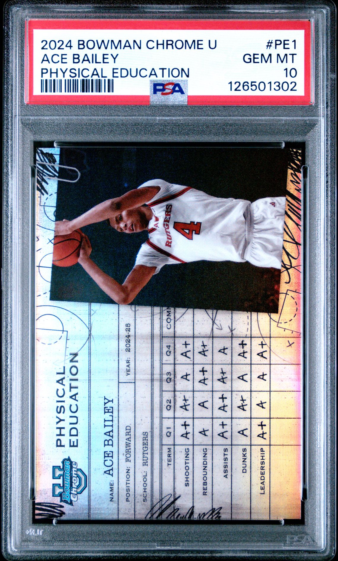 2024 Bowman Chrome University Physical Education Ace Bailey #Pe1 Gem Mt 10 front