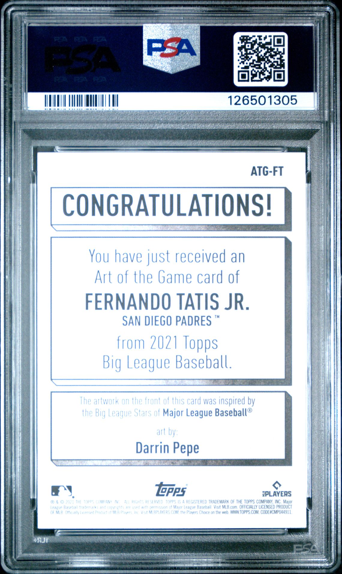 2021 Topps Big League Art Of The Game Fernando Tatis Jr. #Ft (Art Of The Game) Mint 9 back