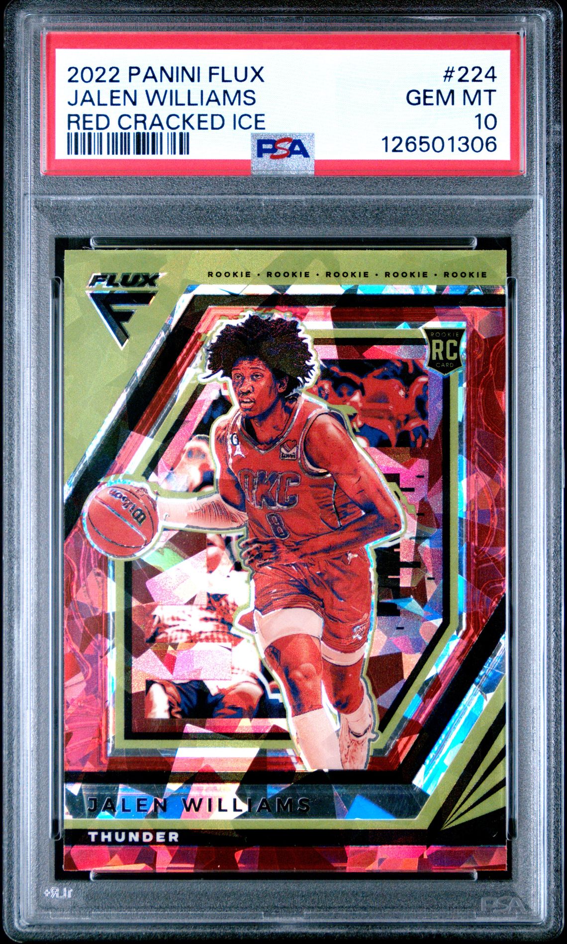 2022 Panini Flux Jalen Williams #224 (Red Cracked Ice) Gem Mt 10 front