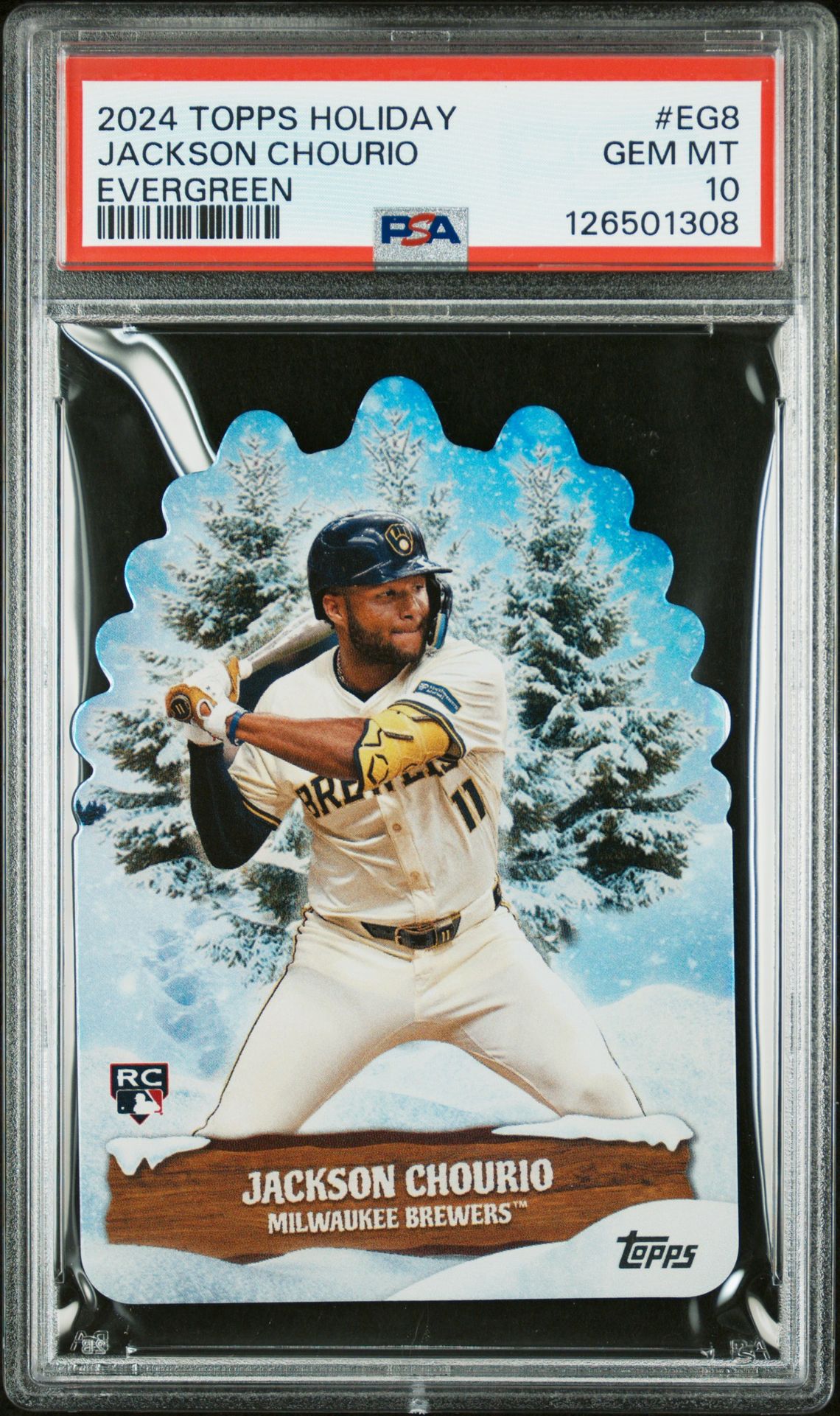 2024 Topps Holiday Evergreen Jackson Chourio #Eg8 Gem Mt 10 front