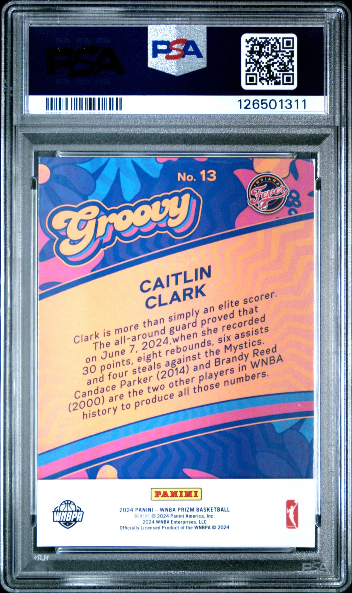 2024 Panini Prizm Wnba Groovy Caitlin Clark #13 Mint 9 back