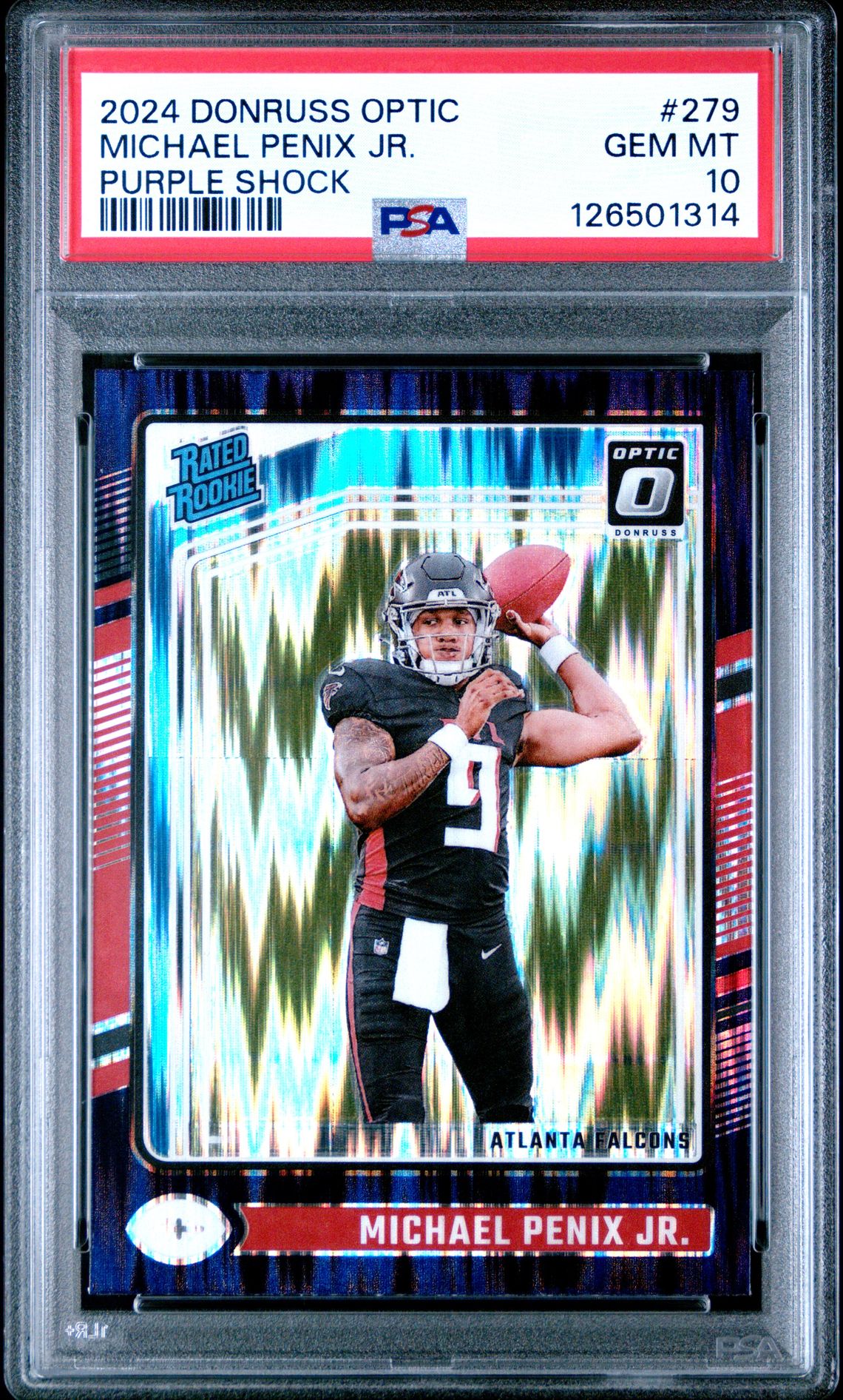 2024 Panini Donruss Optic Michael Penix Jr. #279 (Purple Shock) Gem Mt 10 front