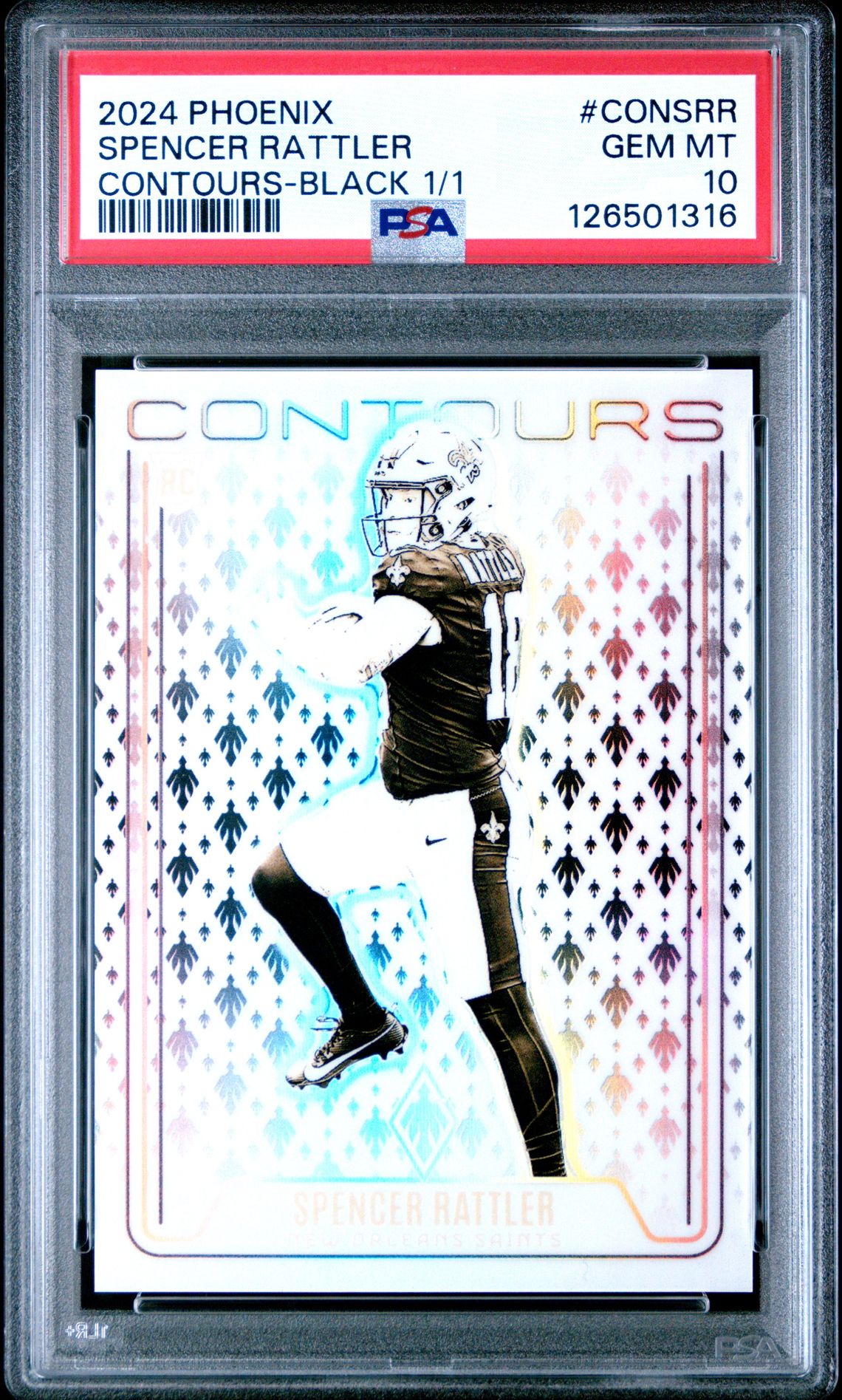 2024 Panini Phoenix Contours Spencer Rattler #Consrr (Contours-Black 1/1) Gem Mt 10 front