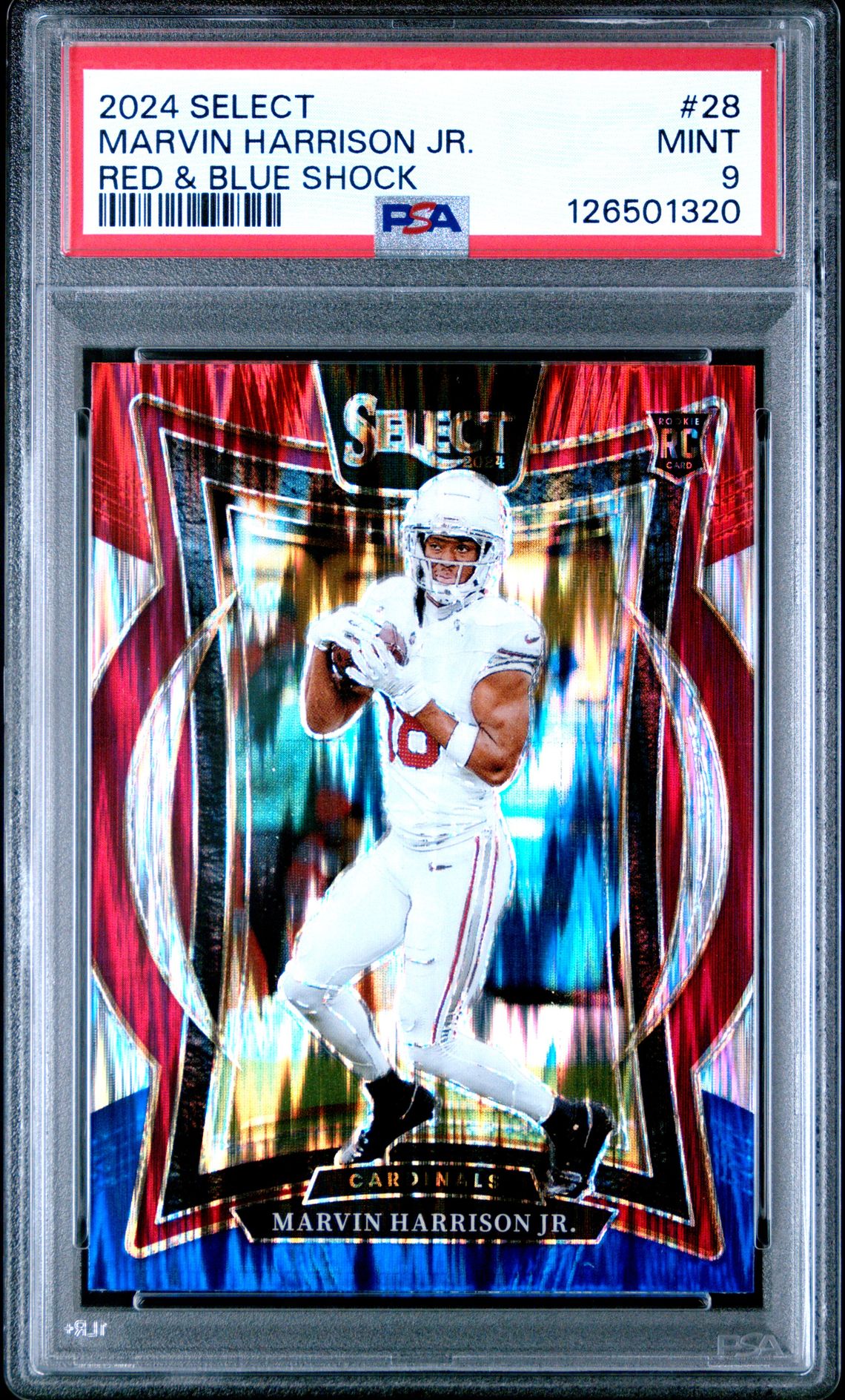 2024 Panini Select Marvin Harrison Jr. #28 (Red & Blue Shock) Mint 9 front